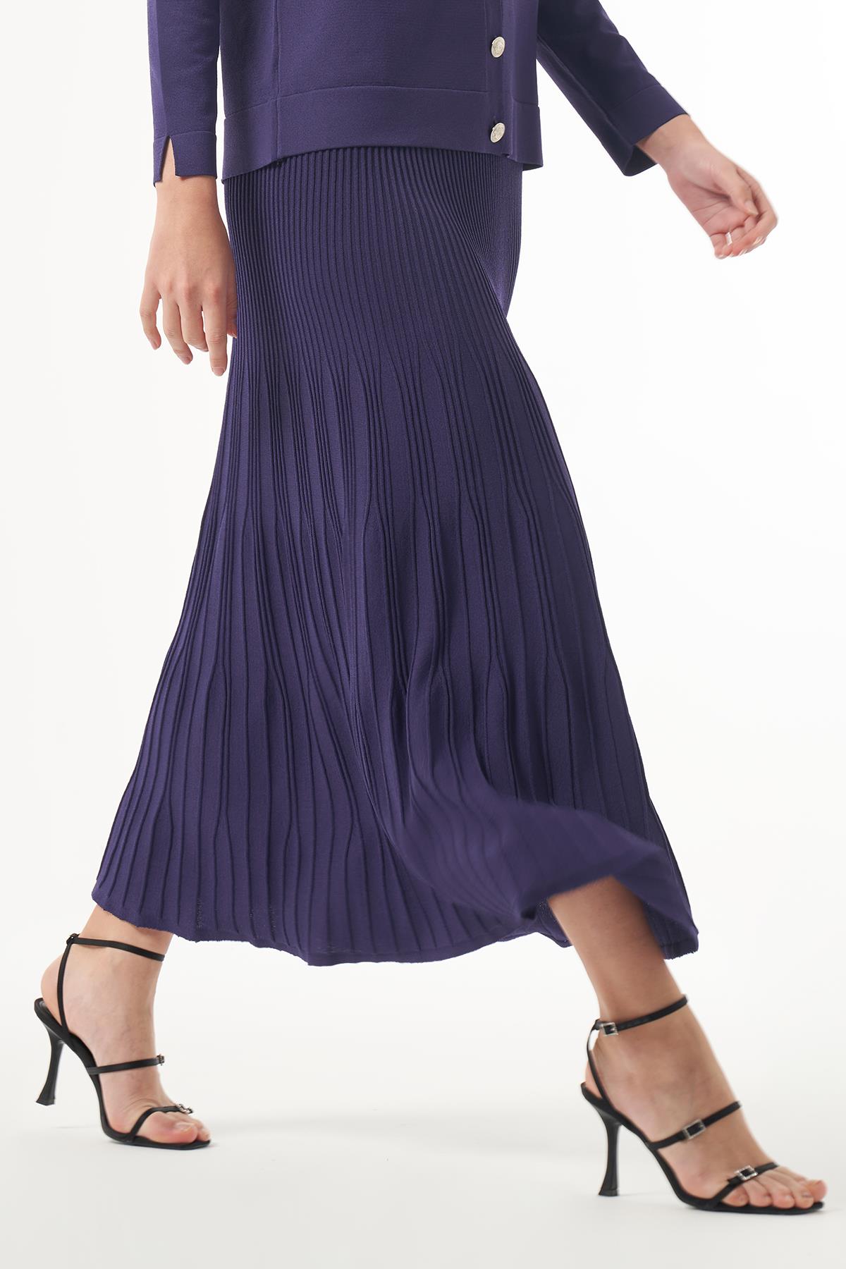 Nuss Merserize Triko Fitilli TEK Etek 1300 Lila