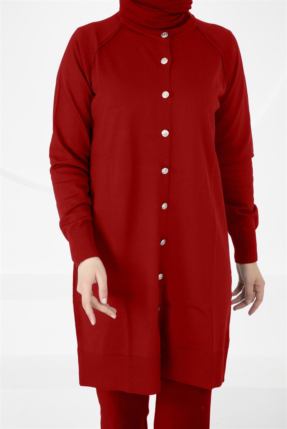 Nuss Merserize Triko Hırka Orta Boy H-300 Kırmızı