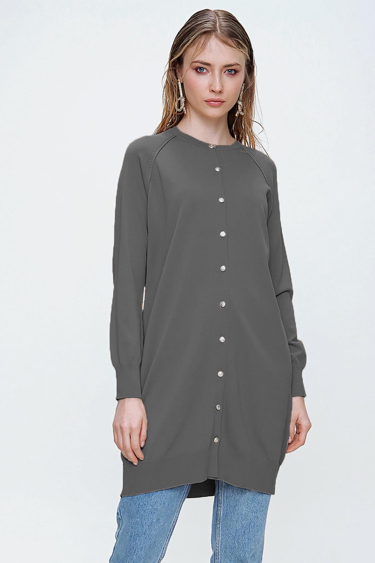 Nuss Merserize Triko Hırka Orta Boy H-300 Füme