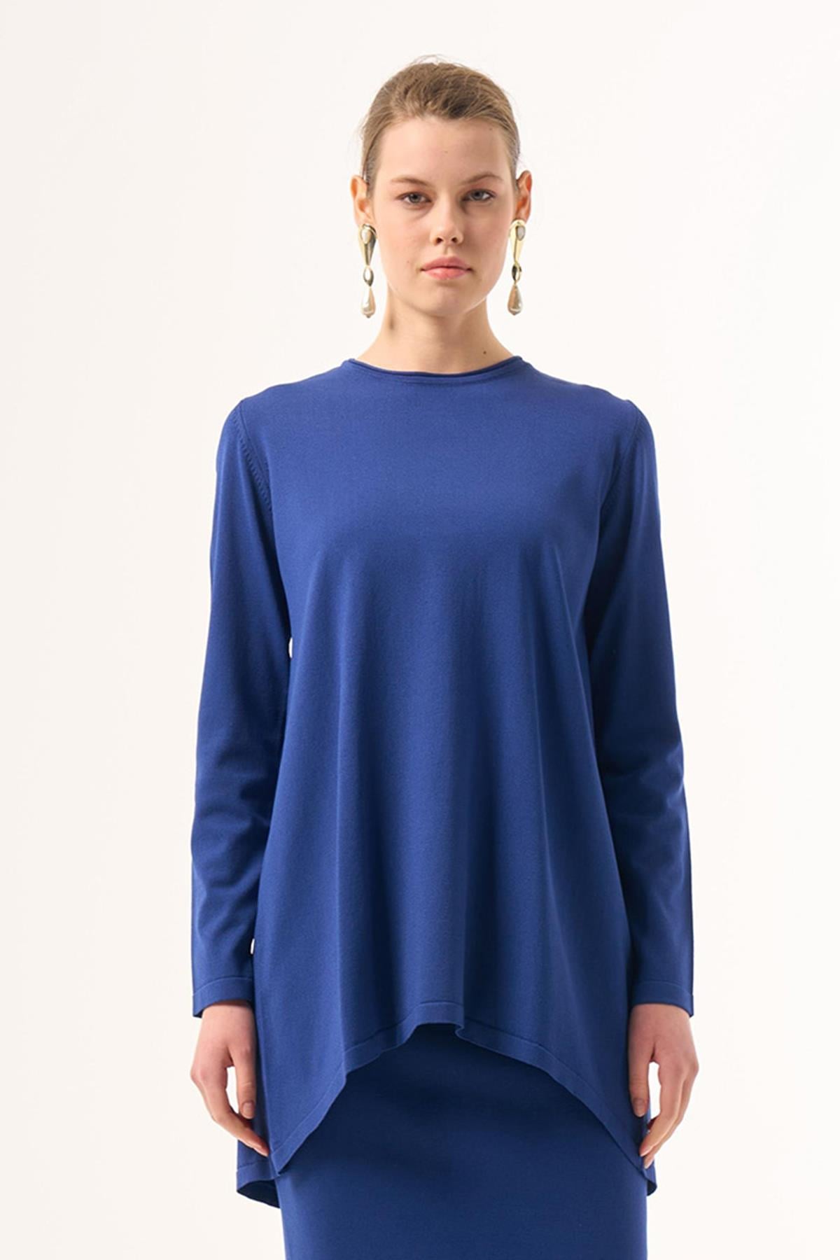 Nuss Merserize Triko Oval Kesim Tunik 029 Saks