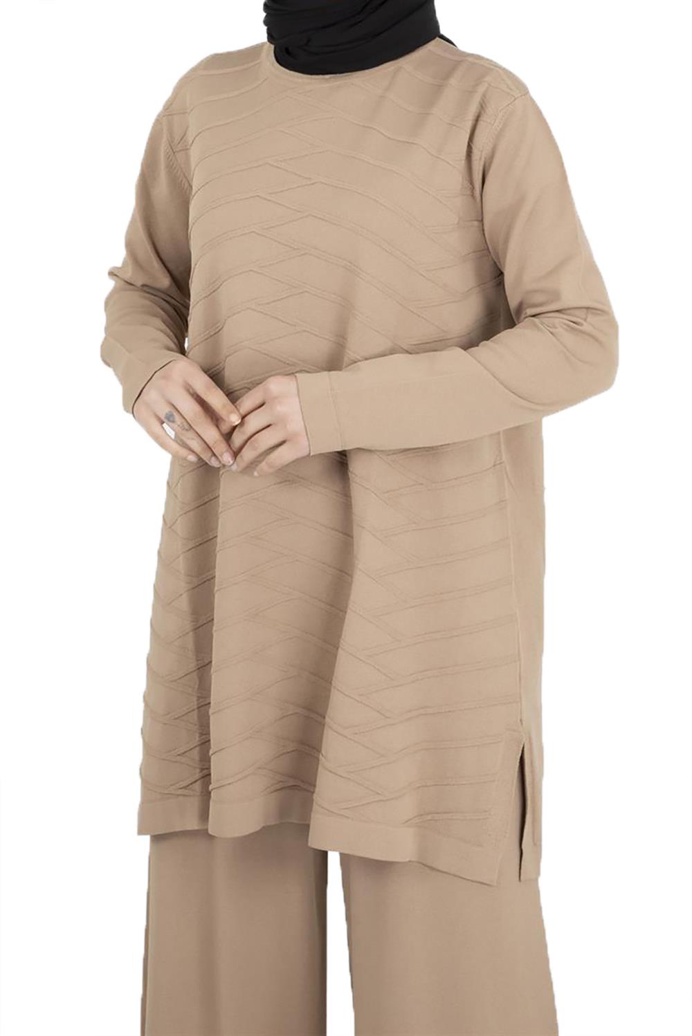 Nuss Merserize Triko Pantalonlu Takım NS-23K-704TKM Mocha