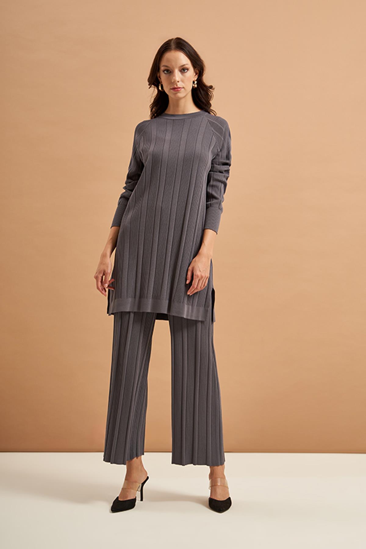 Nuss Merserize Triko Pantolonlu Takım NS-610TKM Füme