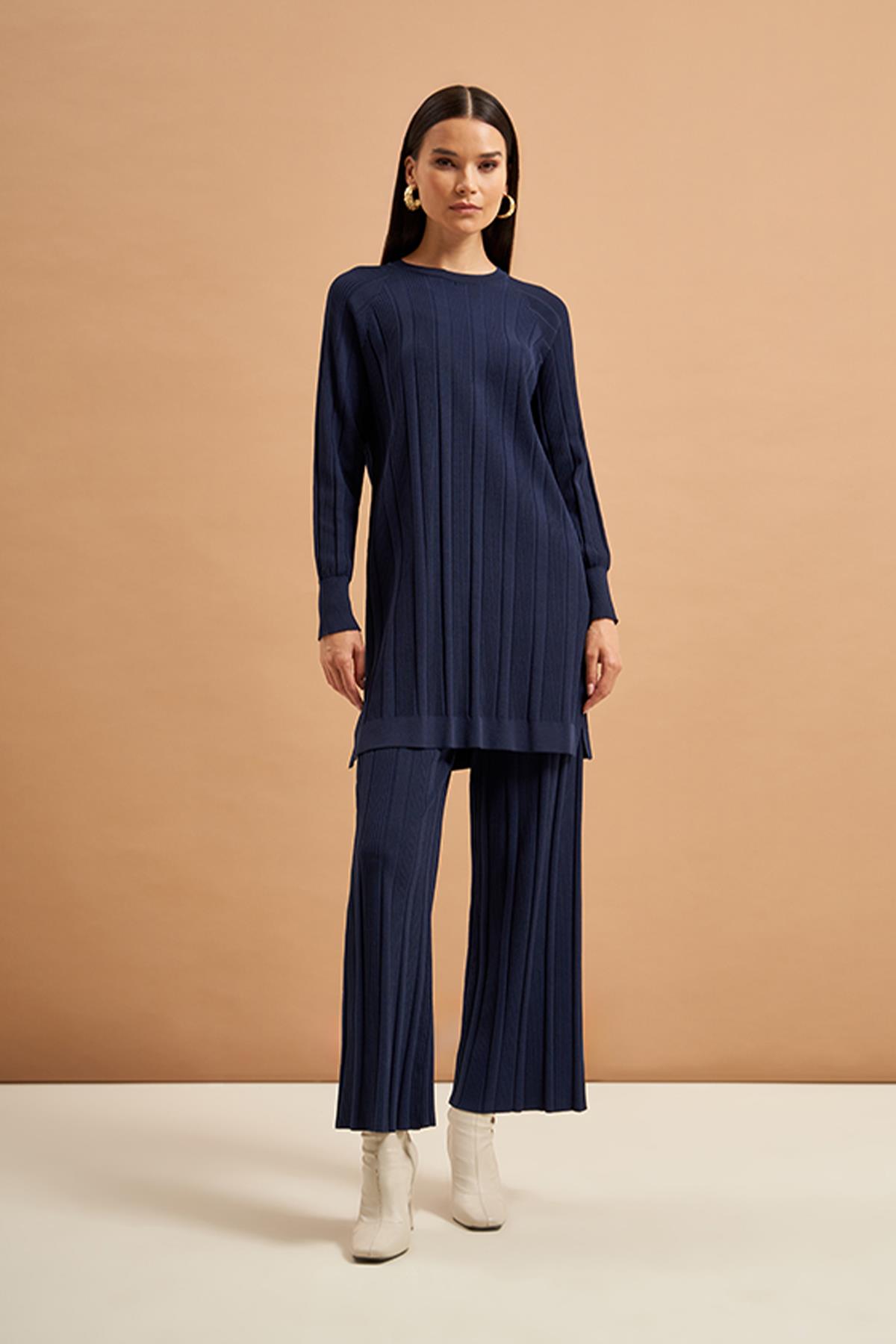 Nuss Merserize Triko Pantolonlu Takım NS-610TKM Lacivert