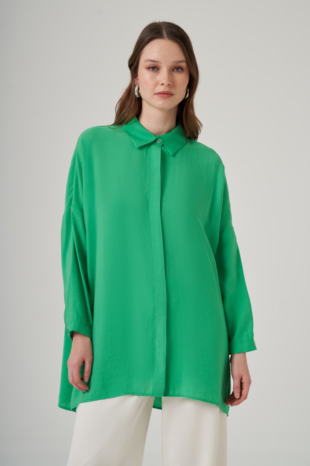 Nuss Oversize Basic Yazlık Gömlek 3001 Benetton