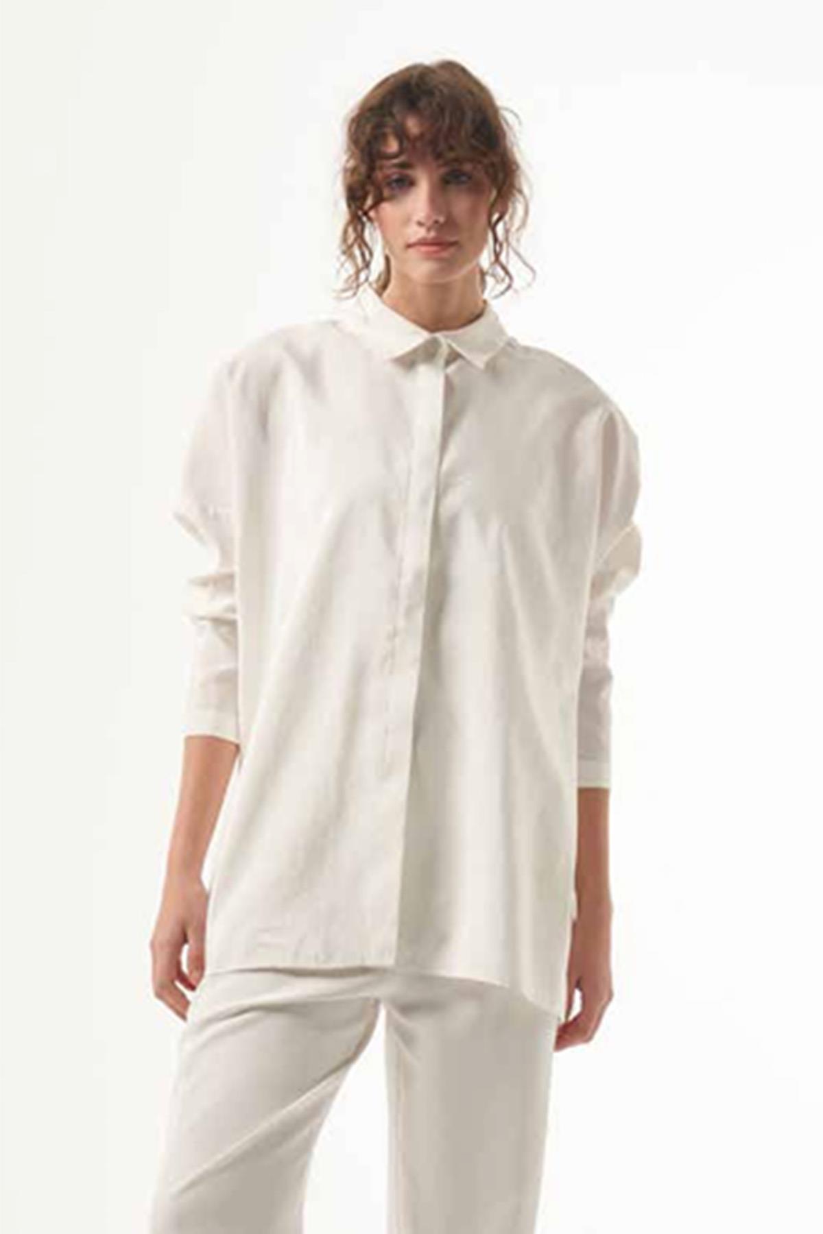 Nuss Oversize Gömlek Tunik 3001 Ekru