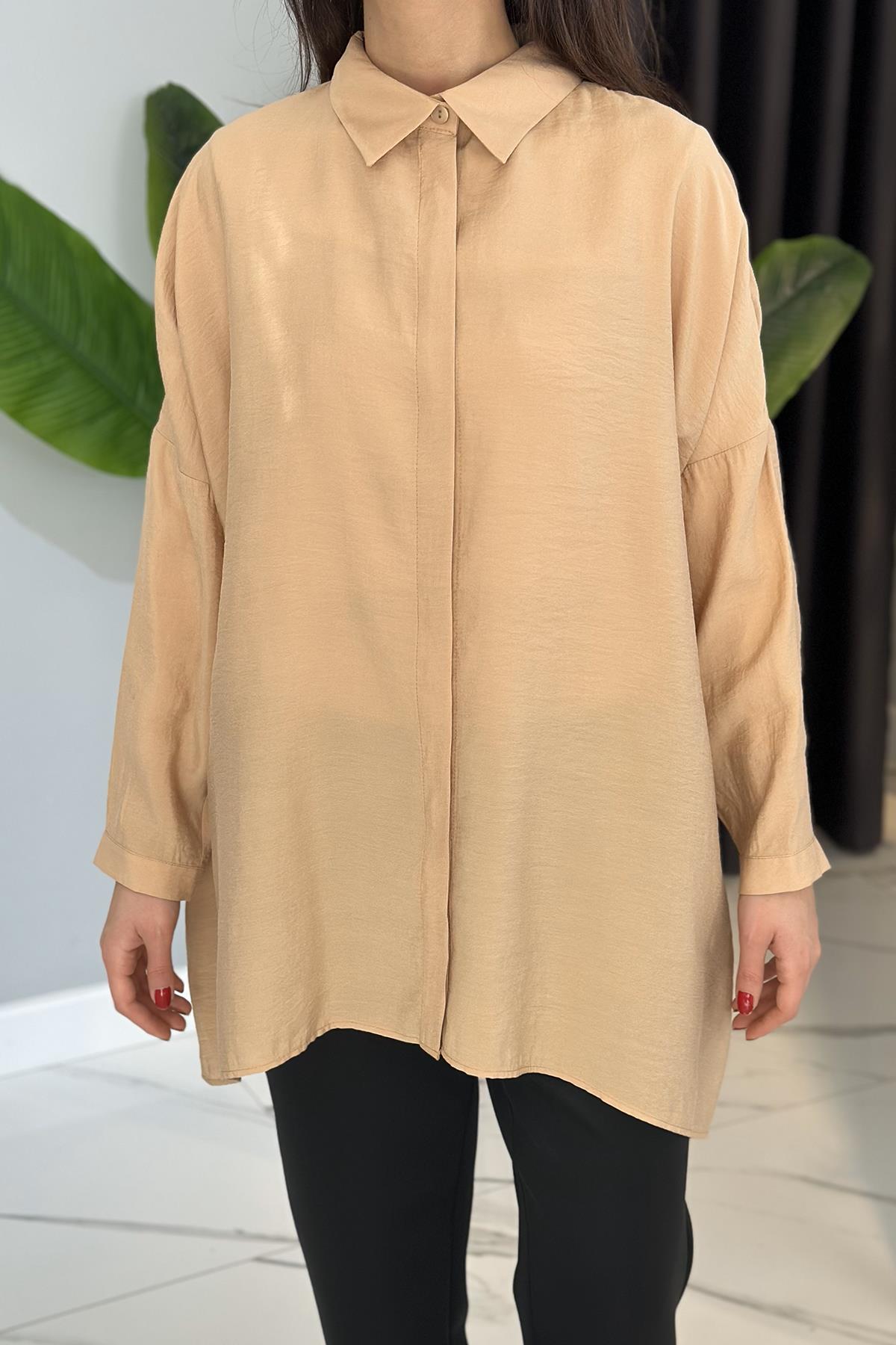 Nuss Oversize Gömlek Tunik 3001 Latte