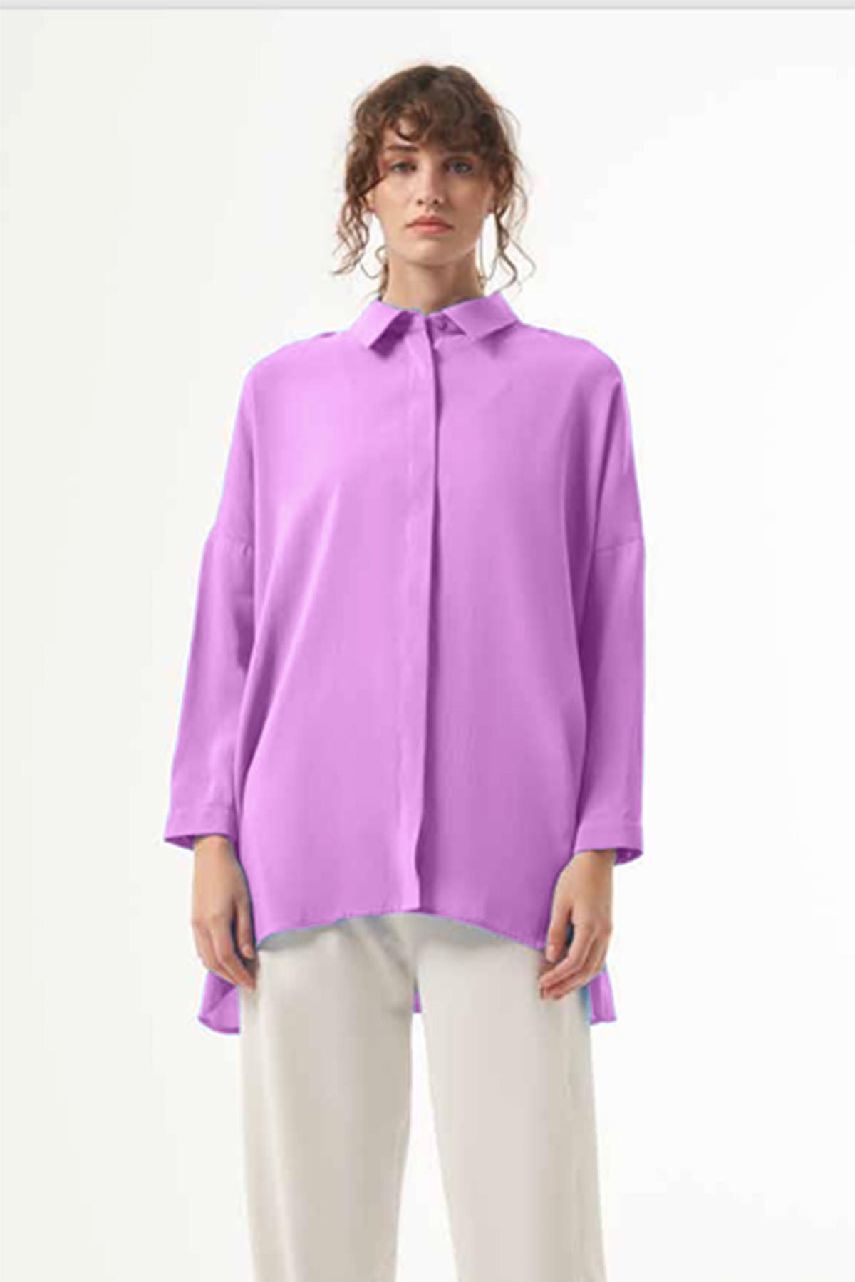 Nuss Oversize Gömlek Tunik 3001 Lila