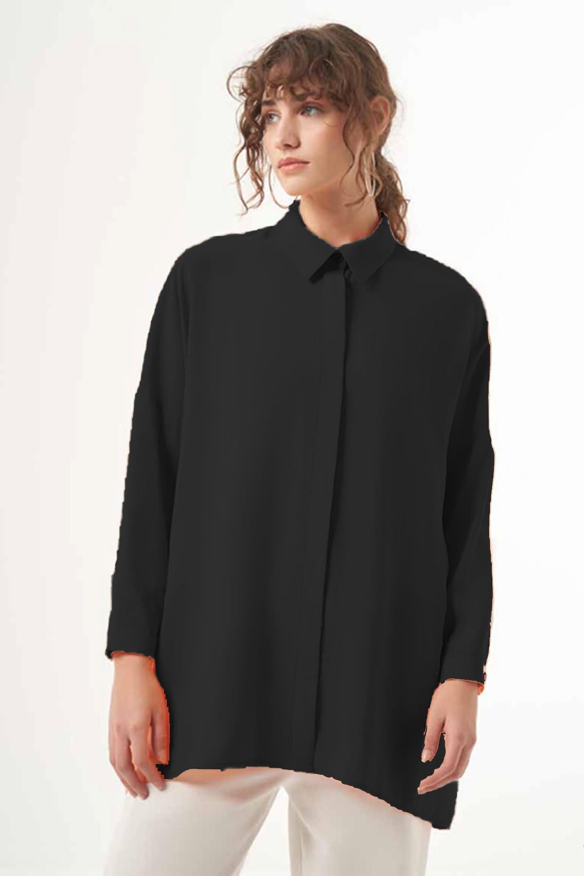 Nuss Oversize Gömlek Tunik 3001 Siyah