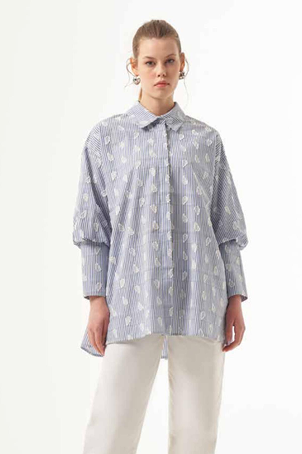 Nuss Oversize Gömlek Tunik 3007 Mavi