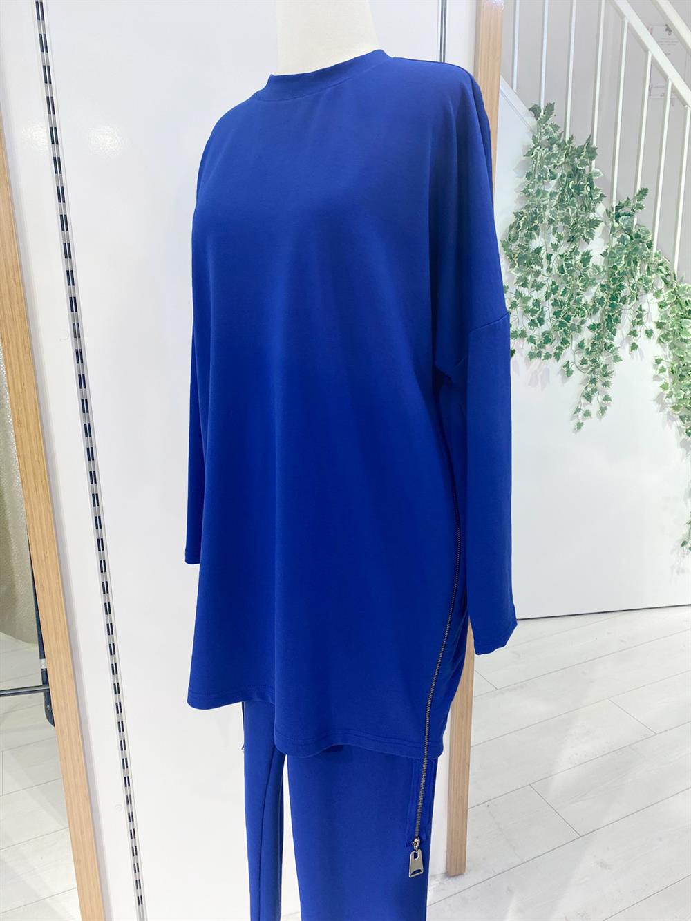 Nuss Pantolonlu Takım Fermuar Detaylı 1009 Saks