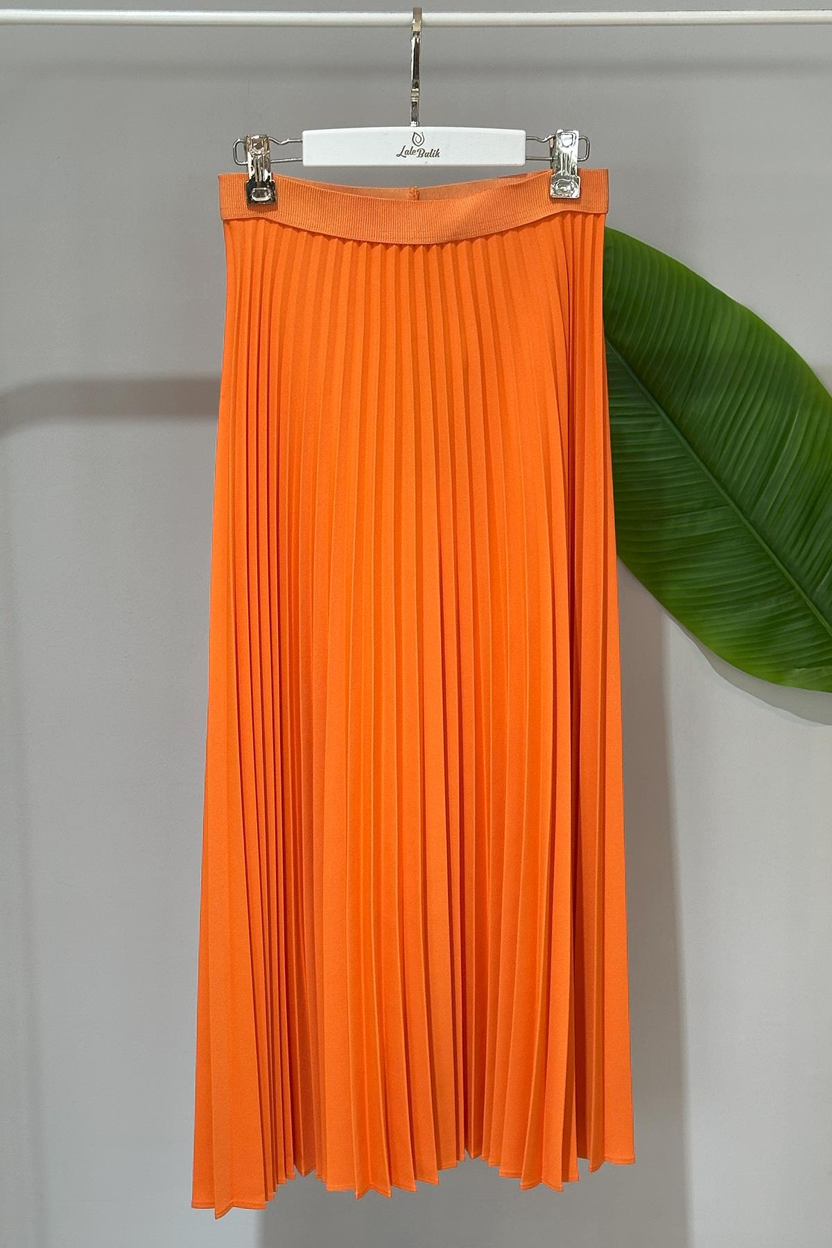 Nuss Plise Etek 8001 Turuncu