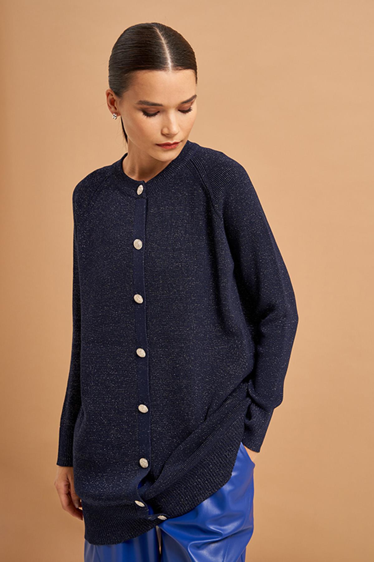 Nuss Simli Merserize Orta Boy Hırka 204 Lacivert