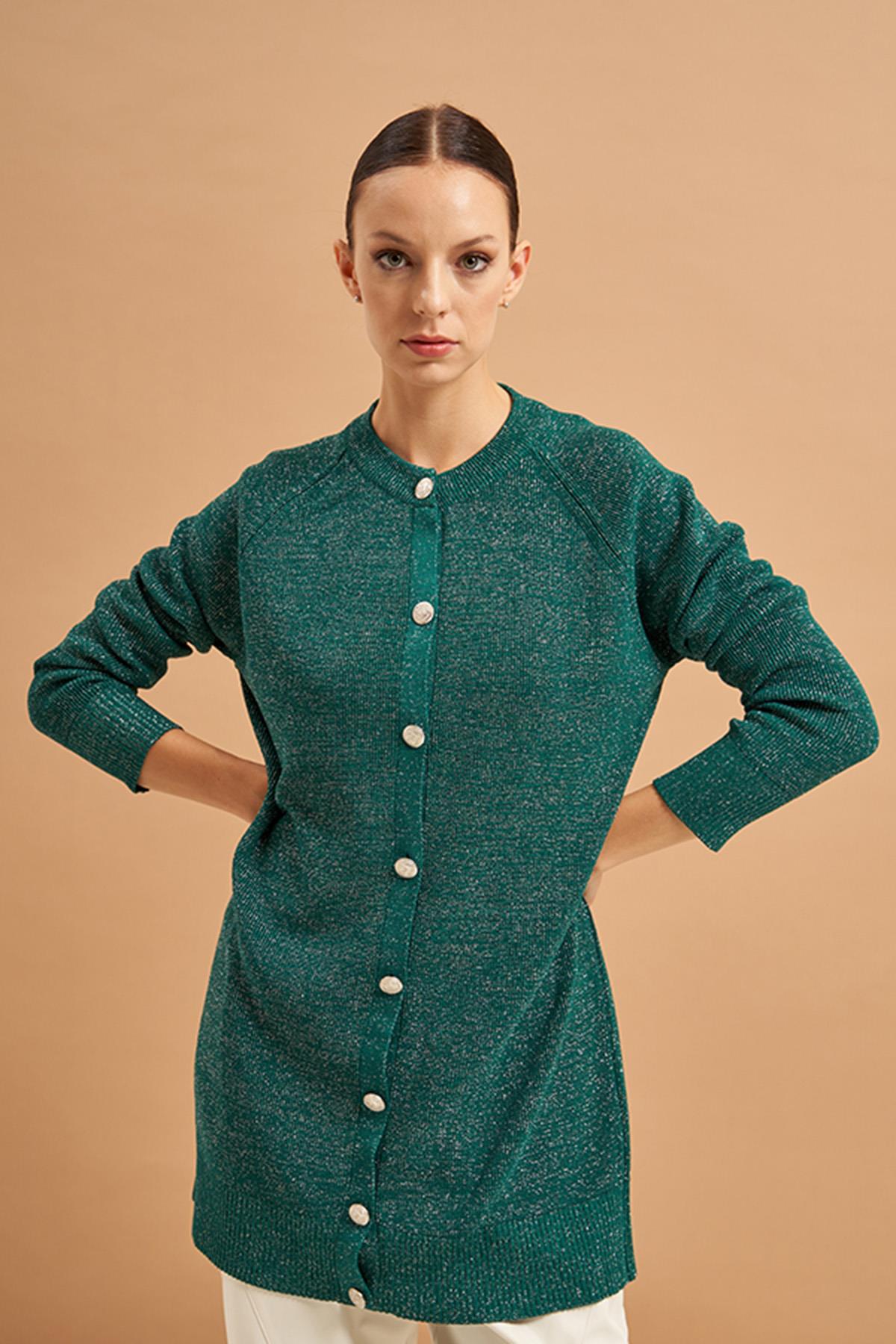 Nuss Simli Merserize Orta Boy Hırka 204 Yeşil