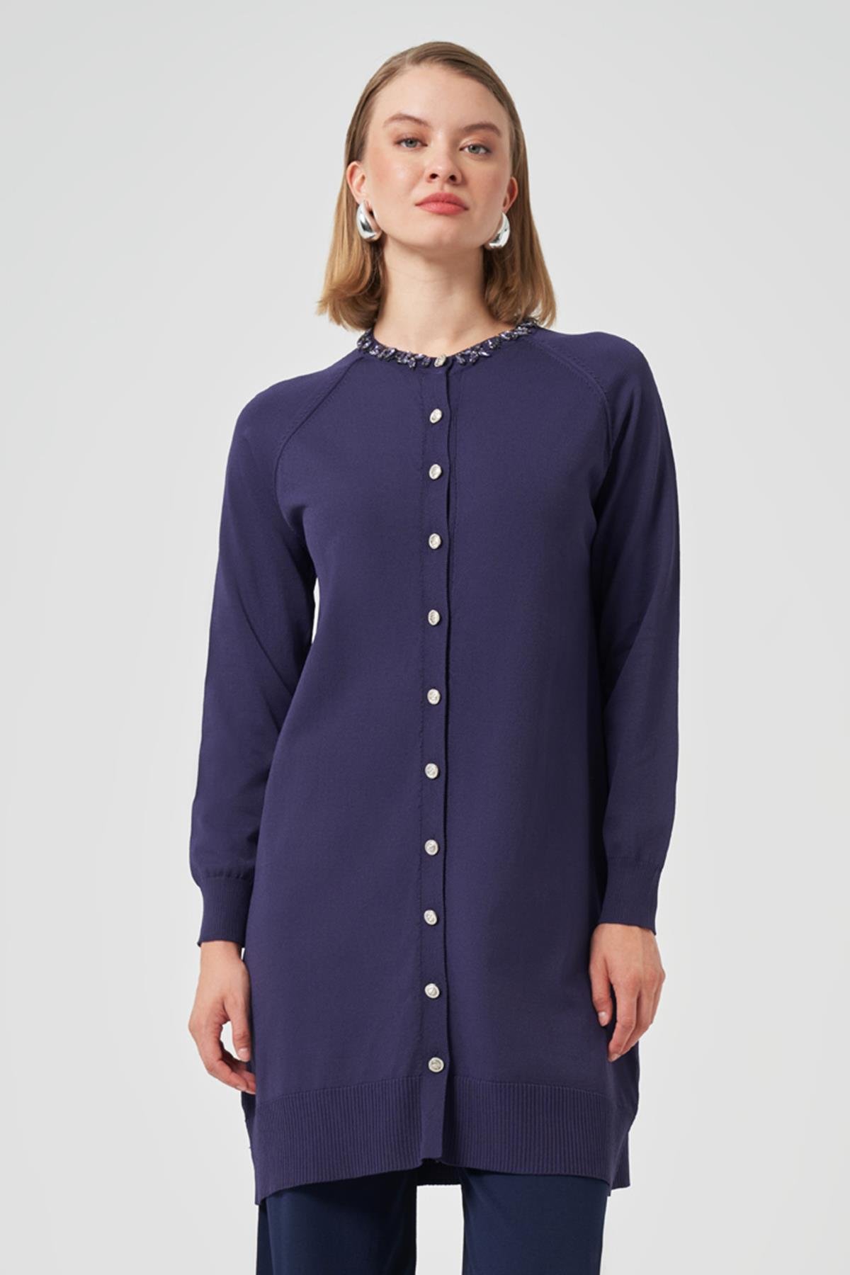 Nuss Taş Detay Hırka 300-T Lacivert