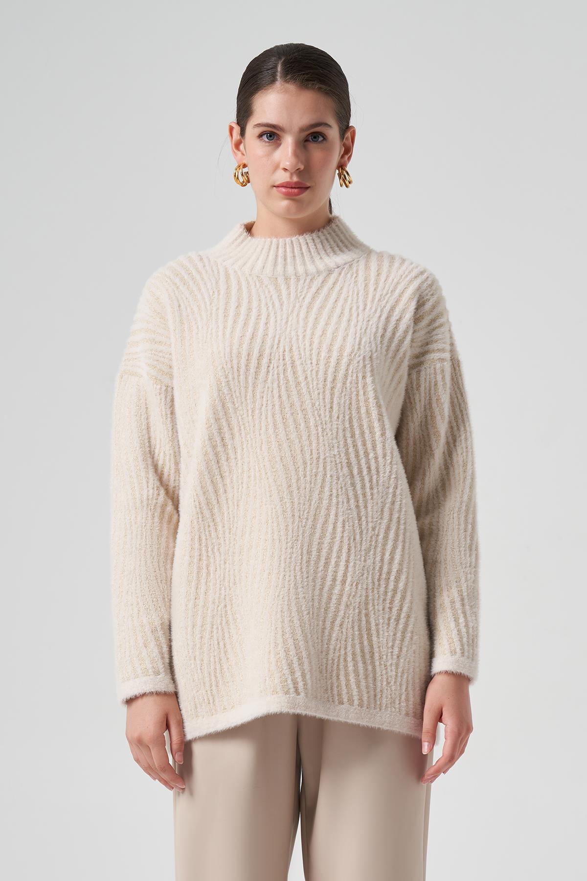 Nuss Triko Kazak Tunik 7005 Ekru