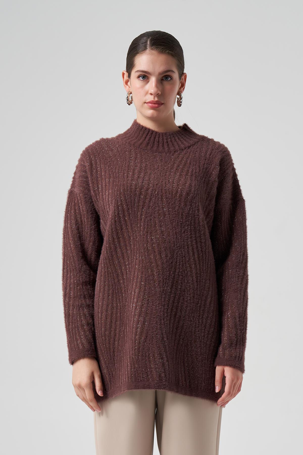 Nuss Triko Kazak Tunik 7005 Kahverengi