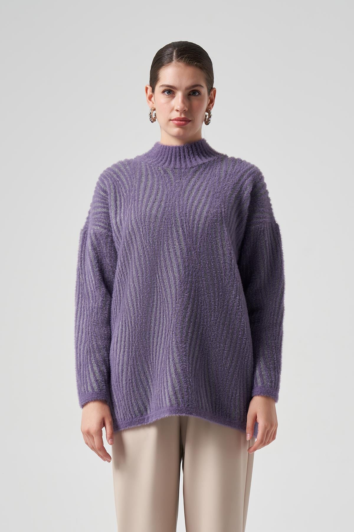 Nuss Triko Kazak Tunik 7005 Lila