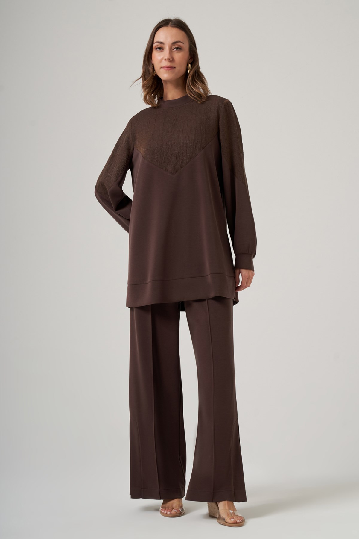 Nuss Tunik Pantolon Takım 1045 Kahverengi