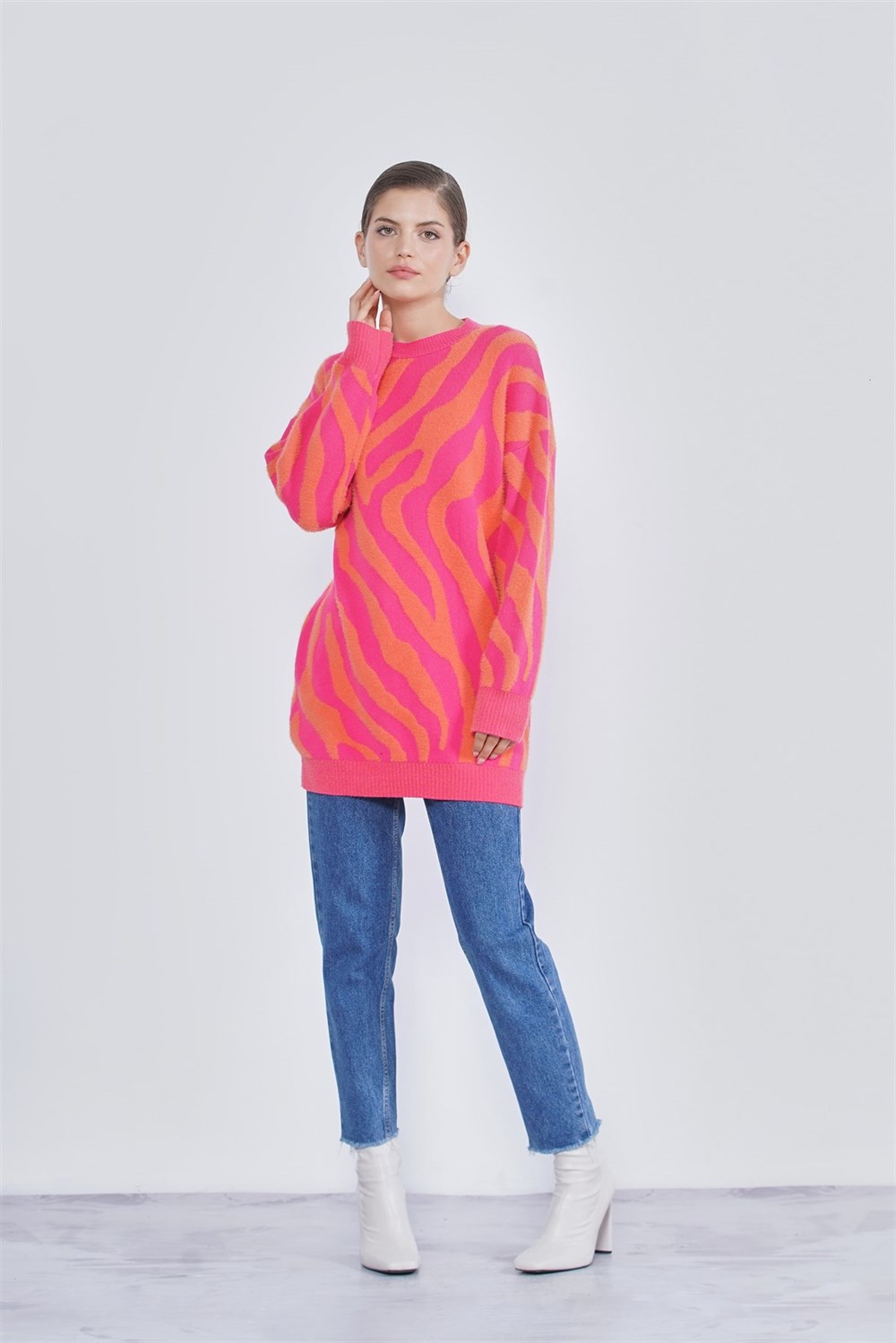 Nuss Zebra Desen Kazak NS-22K-9004KZK Oranj Fuşya