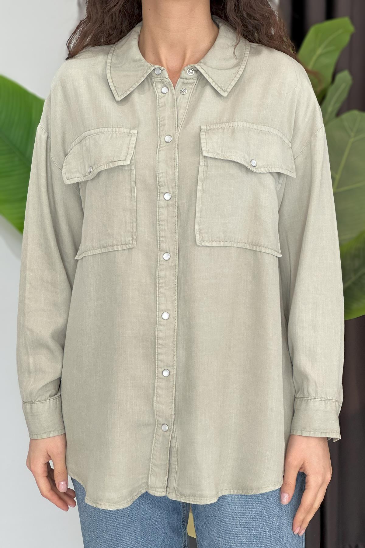 Oversize Gömlek 34177 Haki