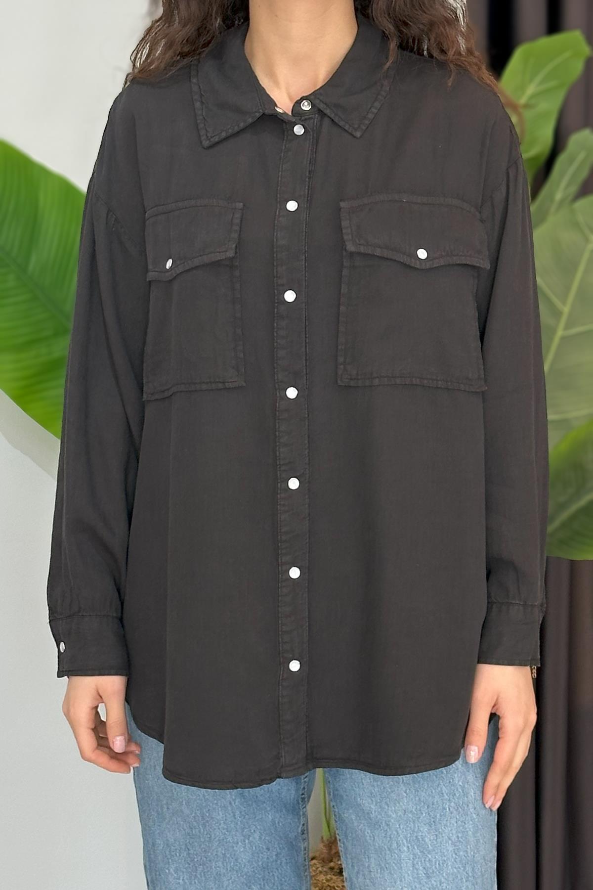 Oversize Gömlek 34177 Siyah