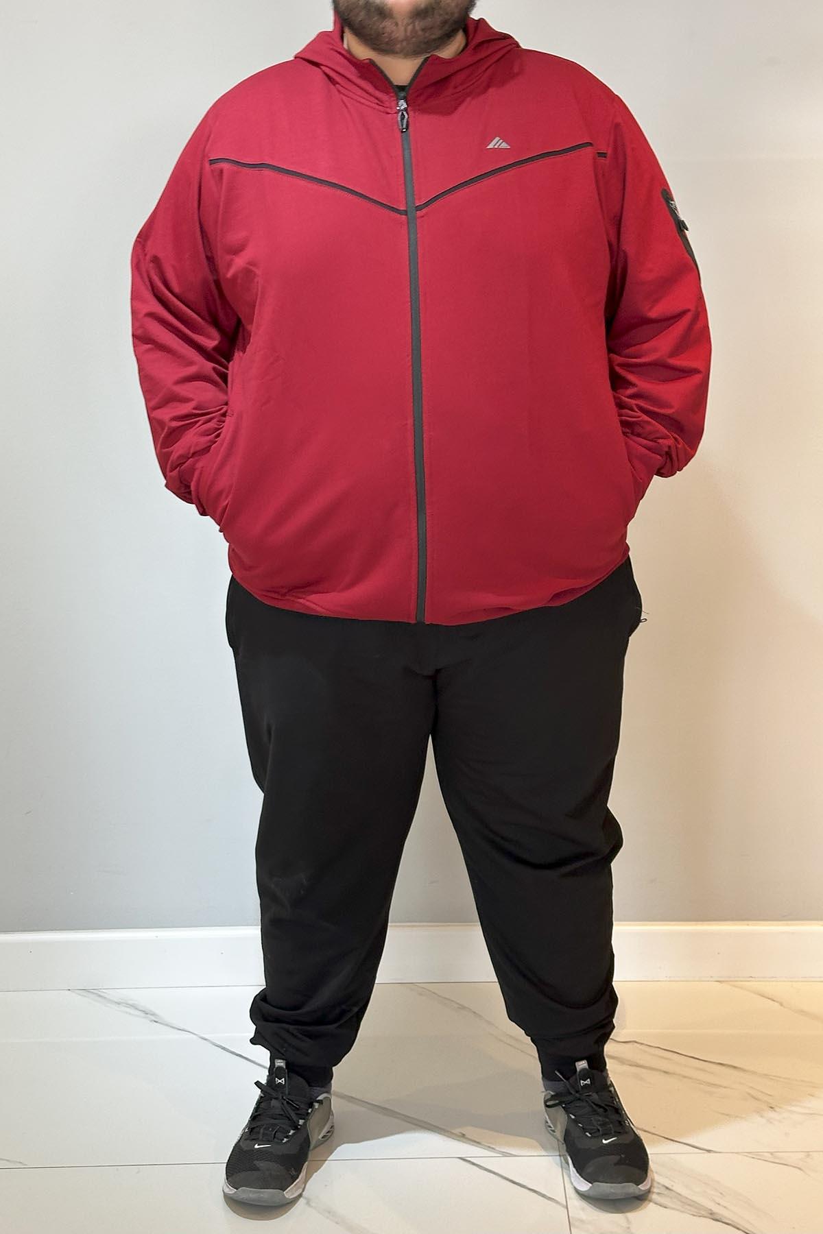 Özel Üretim Büyük Beden Ekstra Battal Pamuklu Erkek Eşofman Takımı 24722 Bordo