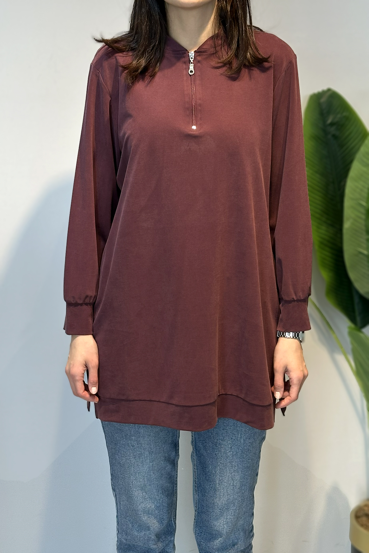 Pamuklu Basic Tunik 7474 Bordo