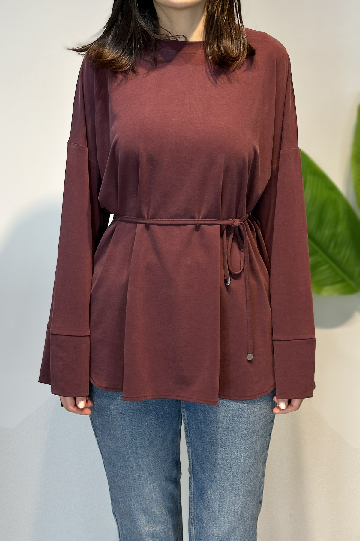 Pamuklu Bluz Tunik 7465 Bordo