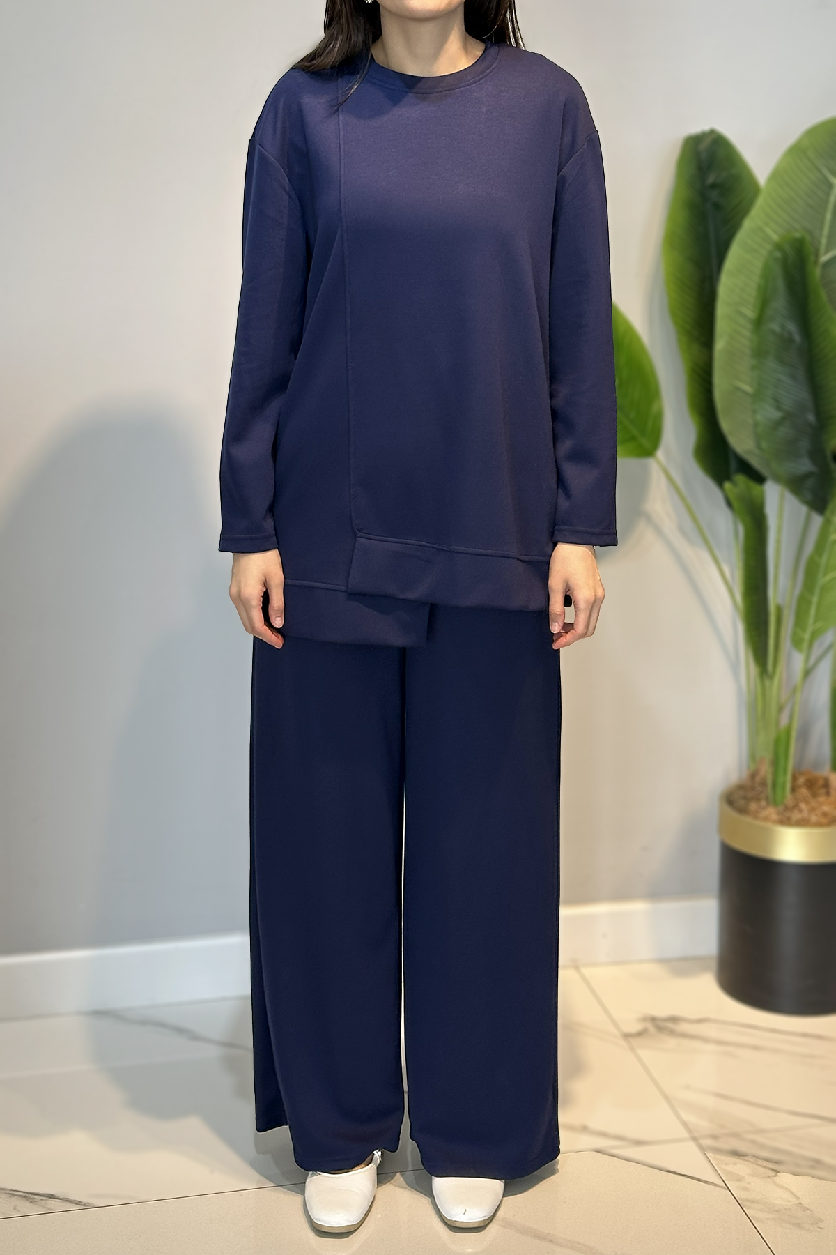 Pamuklu Tunik Bolpaça Pantolon Takım 02 Lacivert