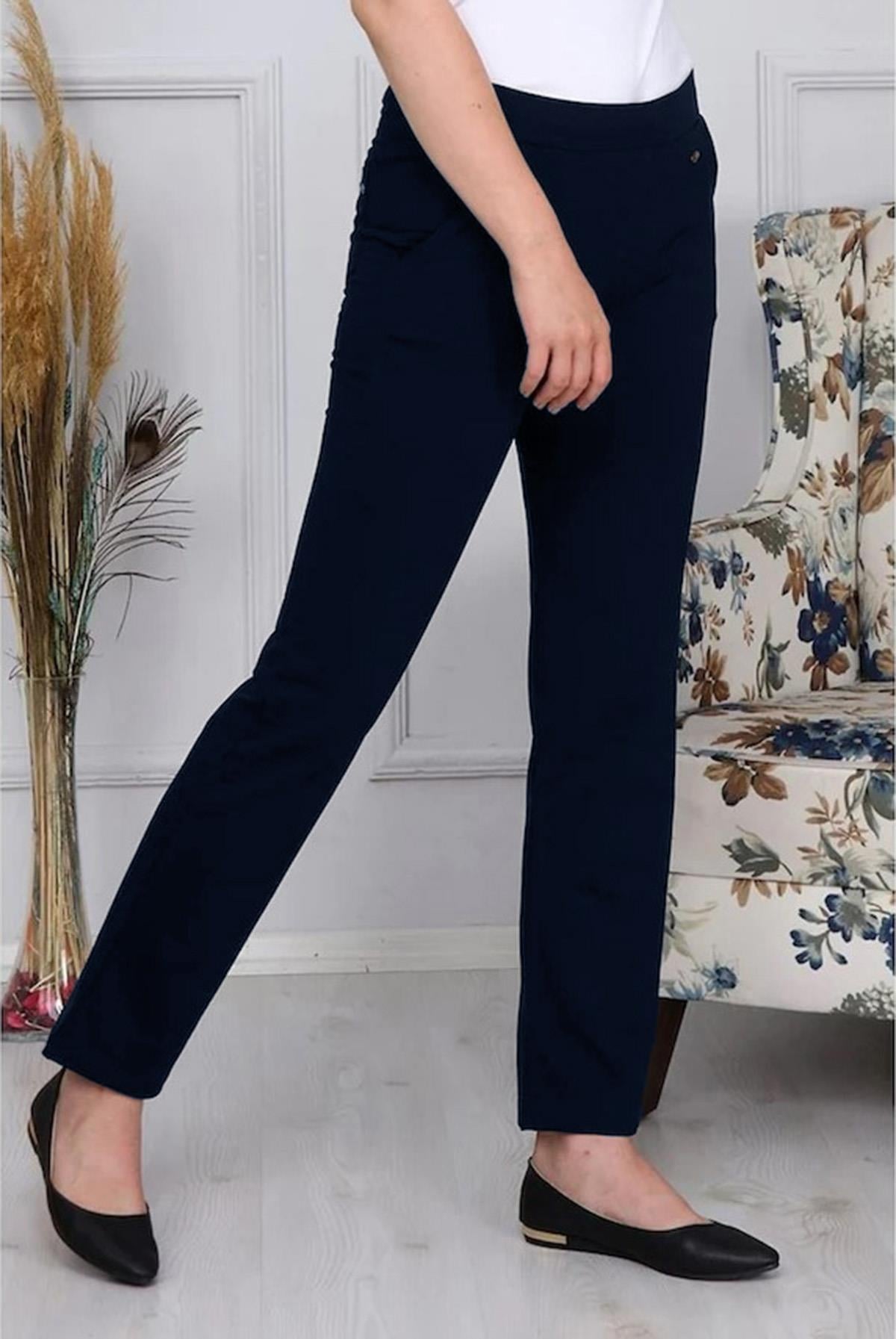 Pantalon Görünümlü Kadın Eşofman Altı Koyu Lacivert