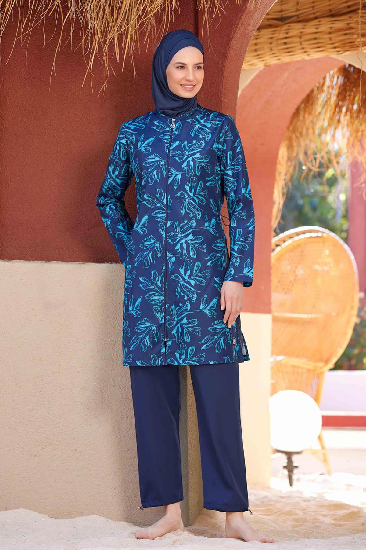 Paraşüt Tam Kapalı Tesettür Mayo Amarah 9291 Koyu Lacivert