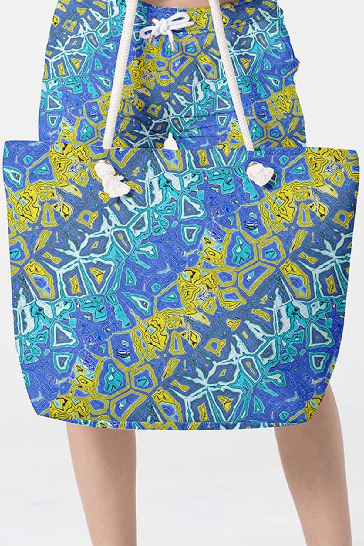 Plaj Çantası Renkli Desen Baskılı 5076