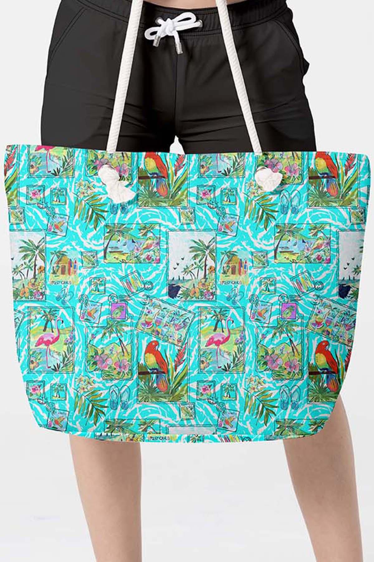 Plaj Çantası Renkli Desen Baskılı 5077