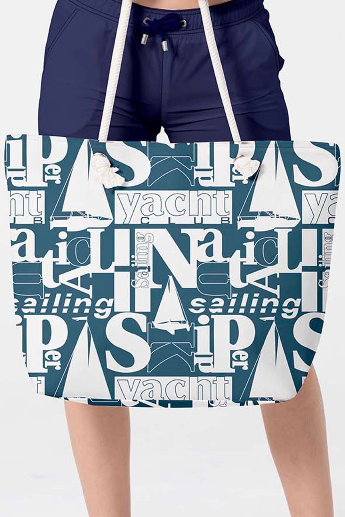 Plaj Çantası Renkli Desen Baskılı 5078