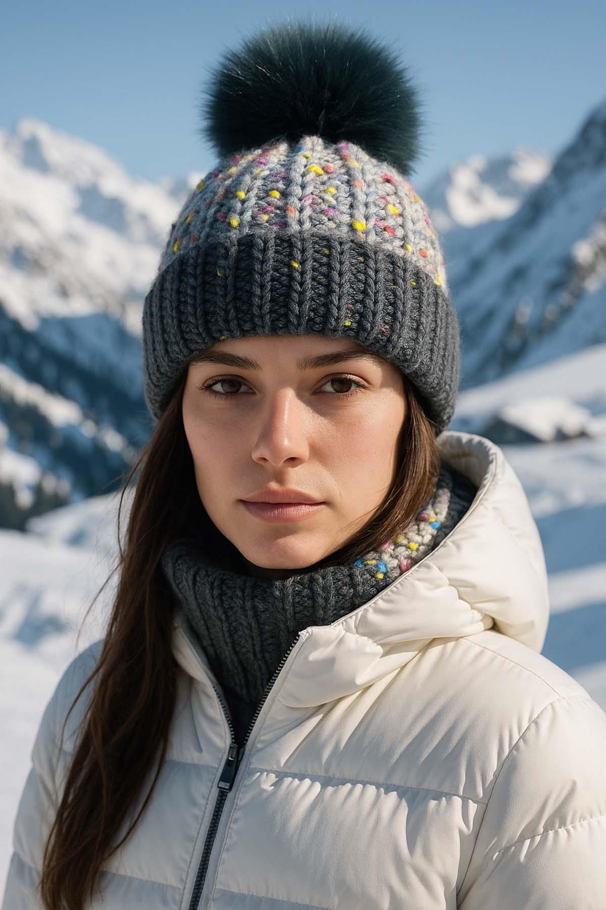 Ponpon Detay Kadın Bere RKŞ-1142 Antrasit