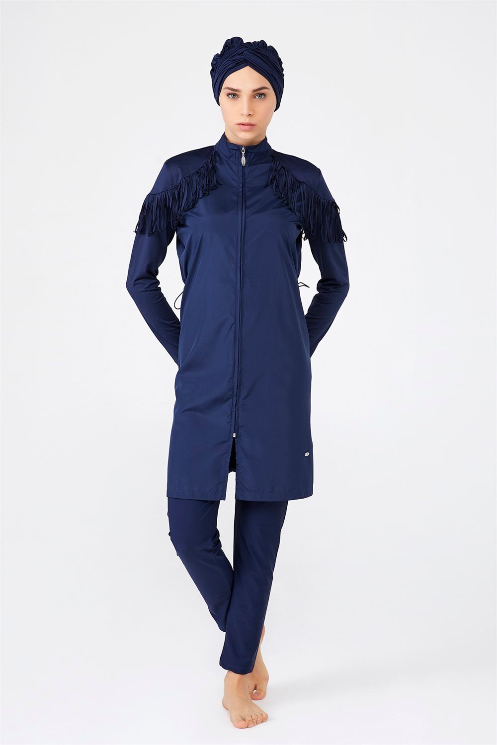 Püsküllü Paraşüt Tam Kapalı Tesettür Mayo 1260 Koyu Lacivert