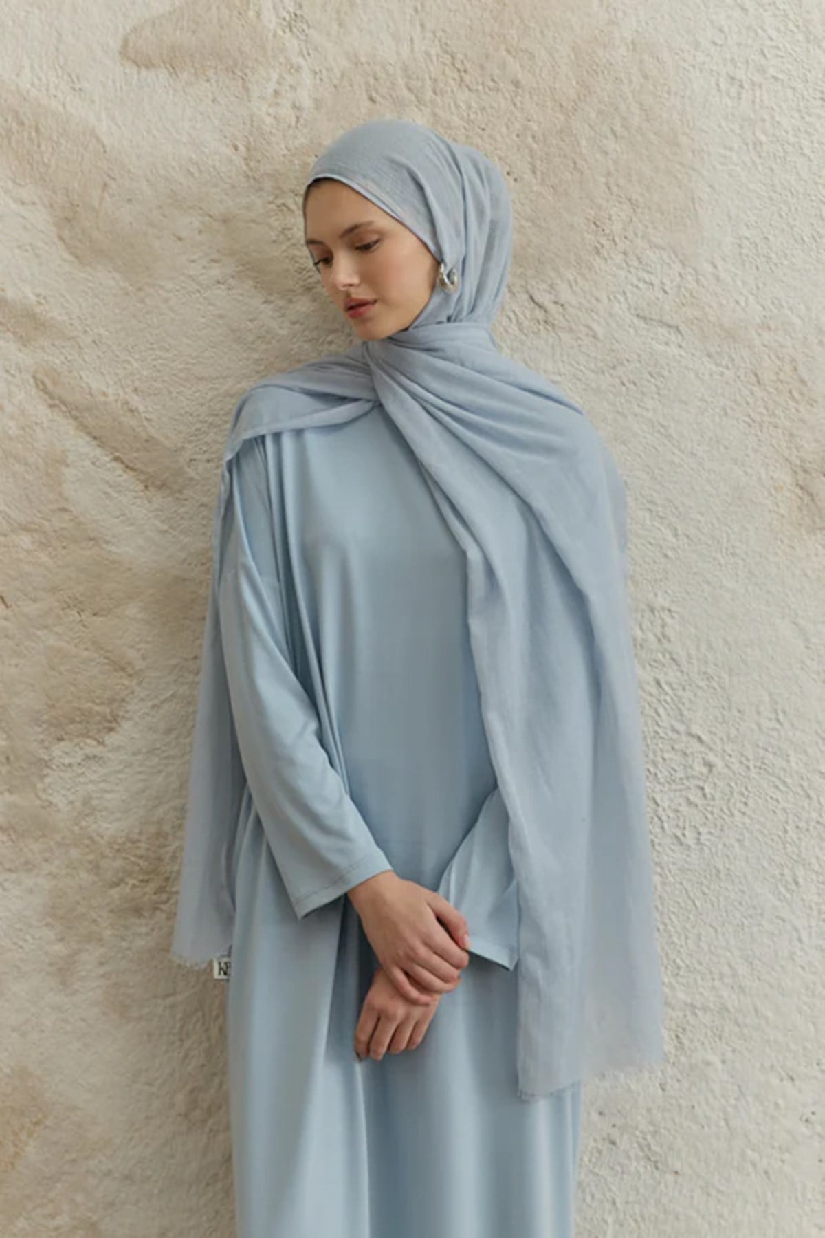 QEF SCARF Soft Line Pamuk Şal 001 Açık Mavi