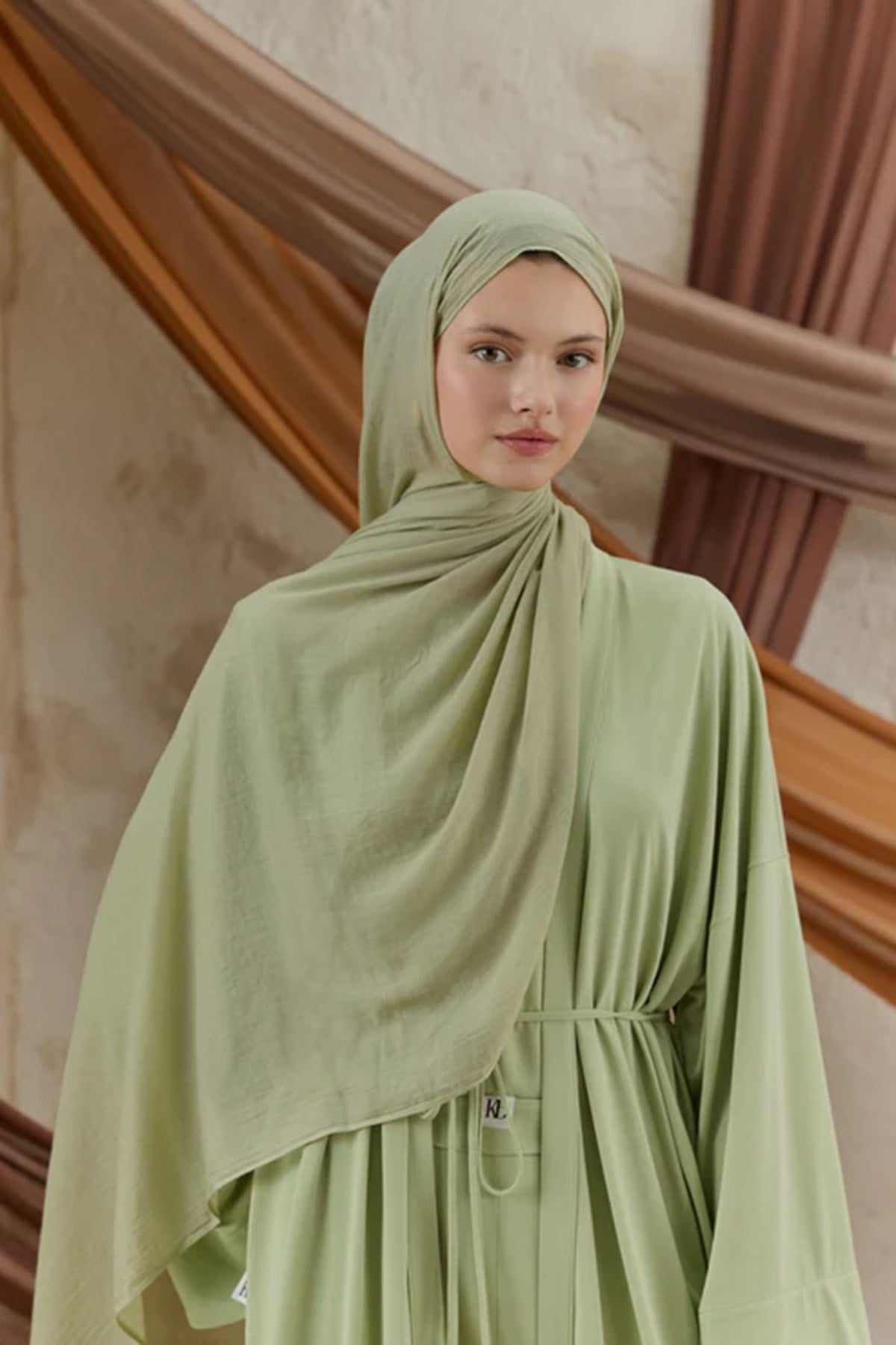QEF SCARF Soft Line Pamuk Şal 001 Çağla Yeşili