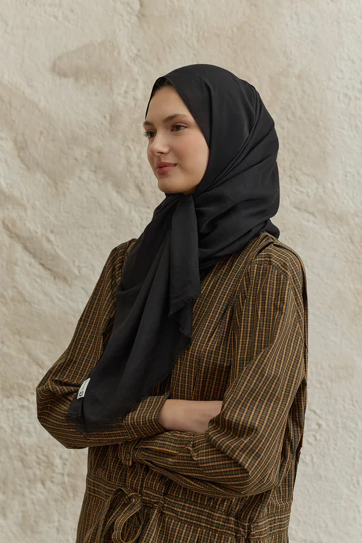 QEF SCARF Soft Line Pamuk Şal 001 Siyah