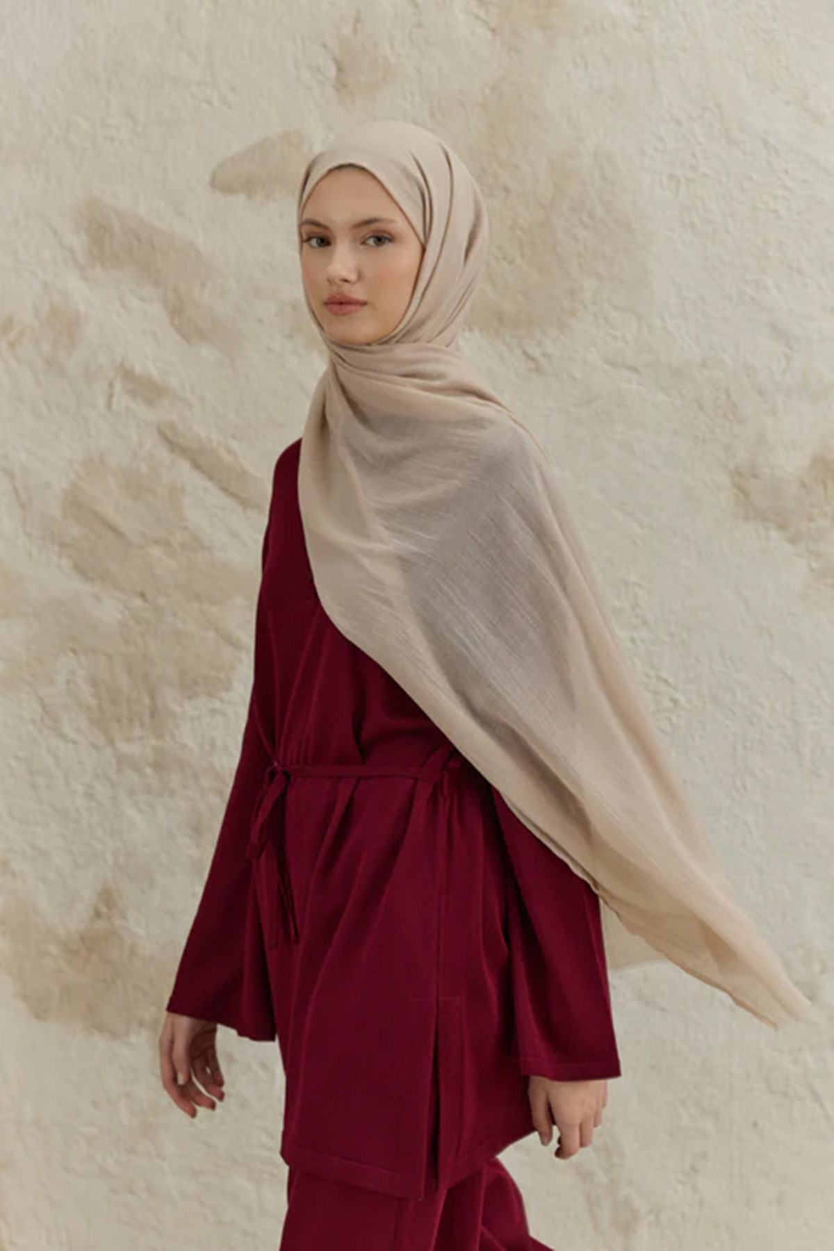 QEF SCARF Soft Line Pamuk Şal 001 Taş