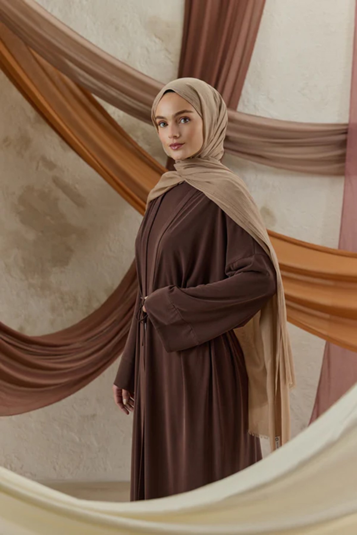 QEF SCARF Soft Line Pamuk Şal 001 Vizon