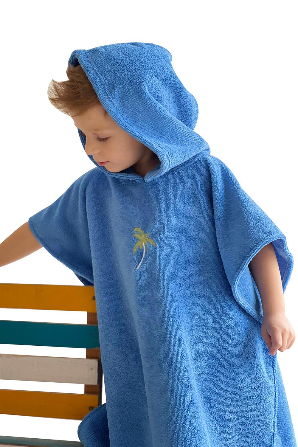 Remsa Mayo Çocuk Deniz Havuz Kapüşonlu Panço Plaj Havlusu 717 Mavi