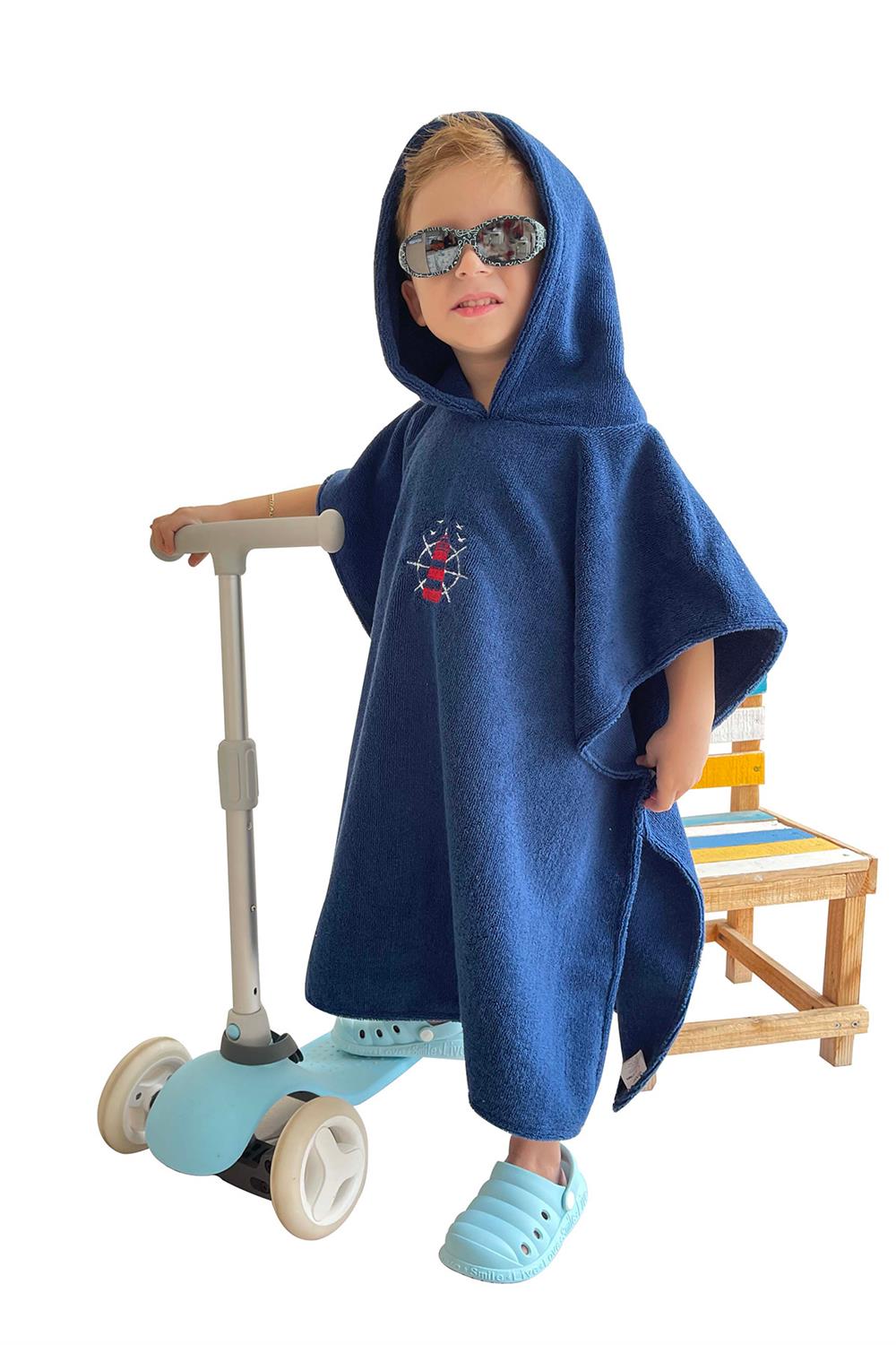 Remsa Mayo Çocuk Deniz Havuz Kapüşonlu Panço Plaj Havlusu 717 Lacivert