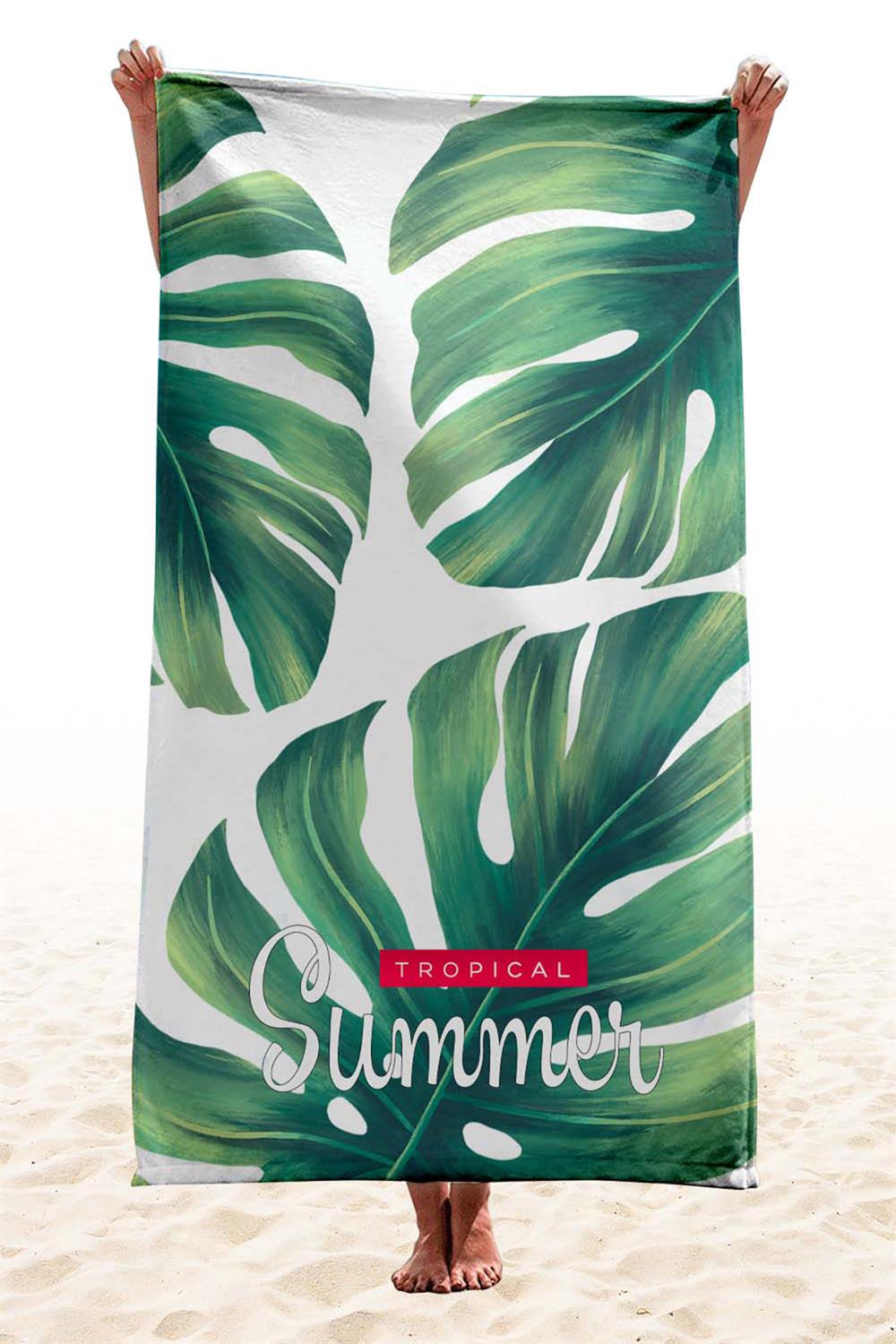 Remsa Mayo Deniz Havuz Mikrofiber Hızlı Su Emen Plaj Havlusu 051 Yaprak