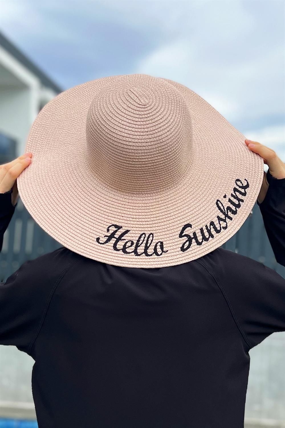 Remsa Mayo Hello Sunshine Yazılı Hasır Şapka Pudra RŞ-25