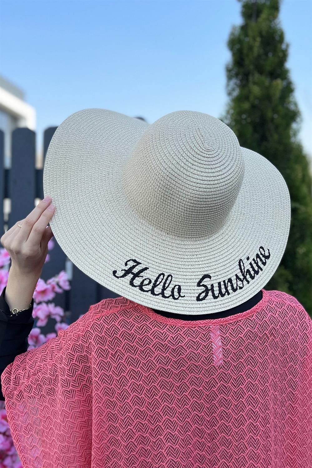 Remsa Mayo Hello Sunshine Yazılı Hasır Şapka Bej RŞ-22