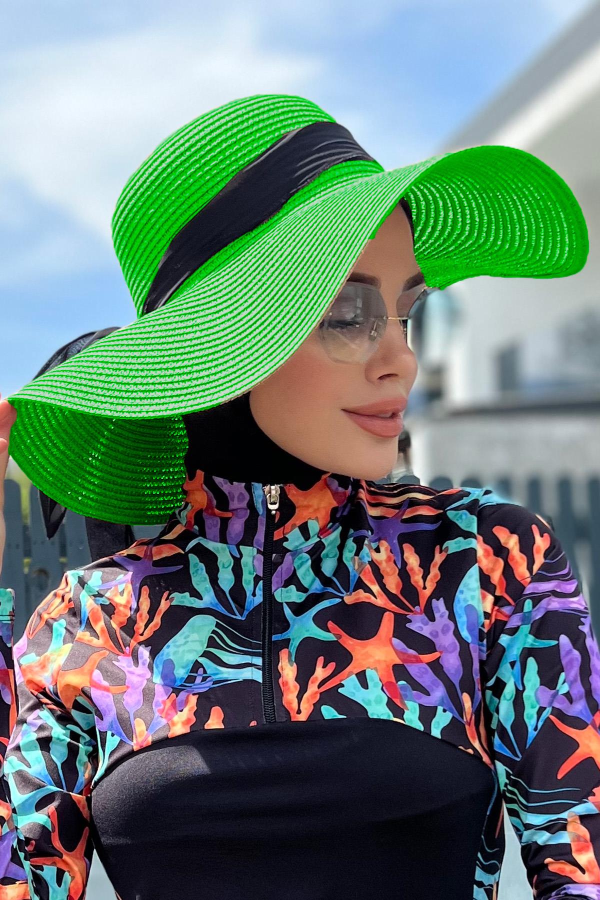 Remsa Mayo Kurdele Detaylı Hasır Şapka Yeşil RŞ-74