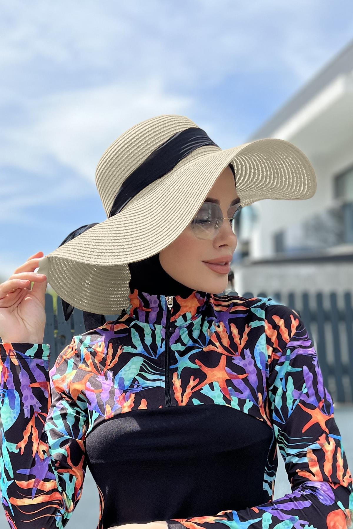 Remsa Mayo Kurdele Detaylı Hasır Şapka Açık Bej RŞ-72