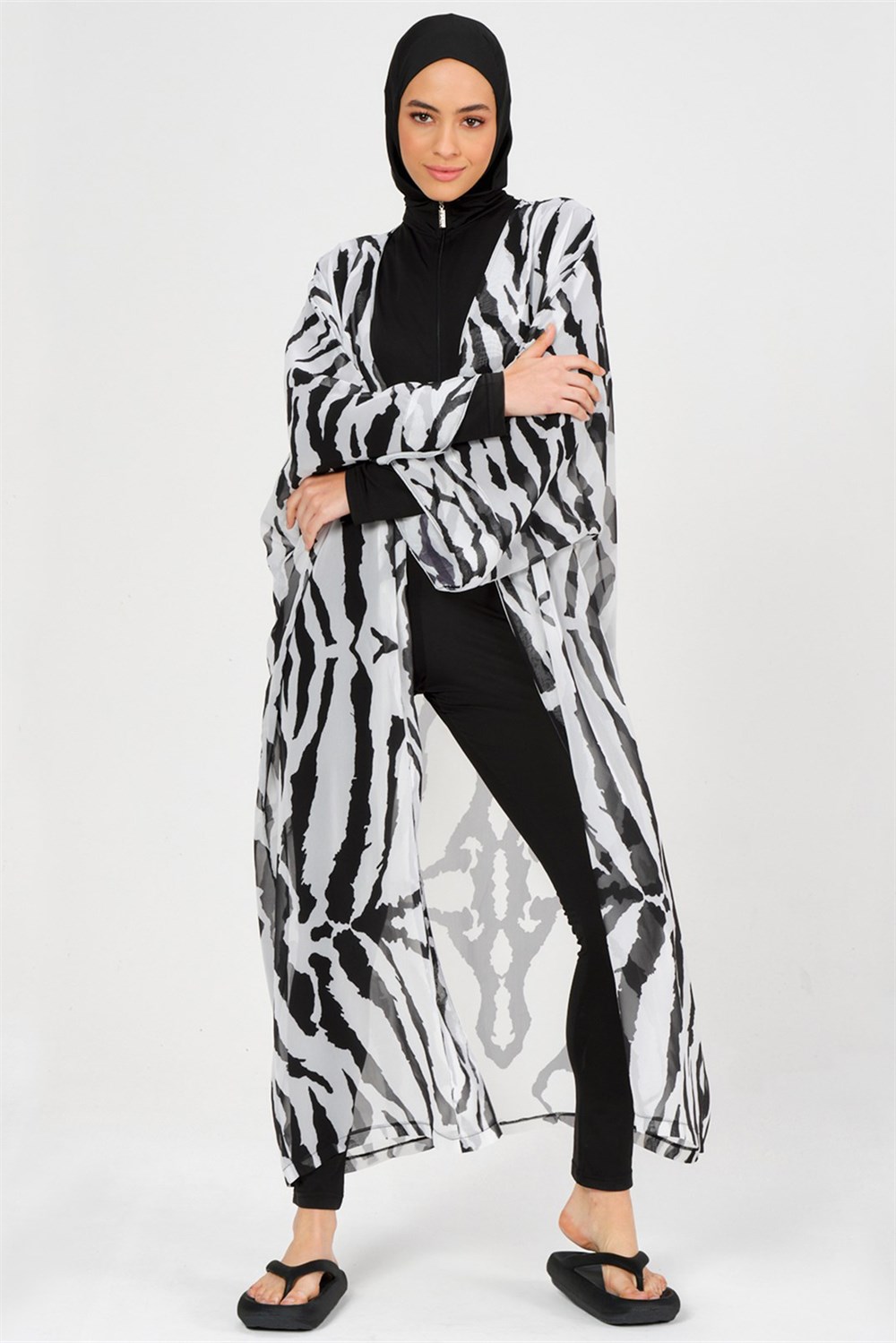Remsa Mayo Pareo Zebra Kaftan Siyah
