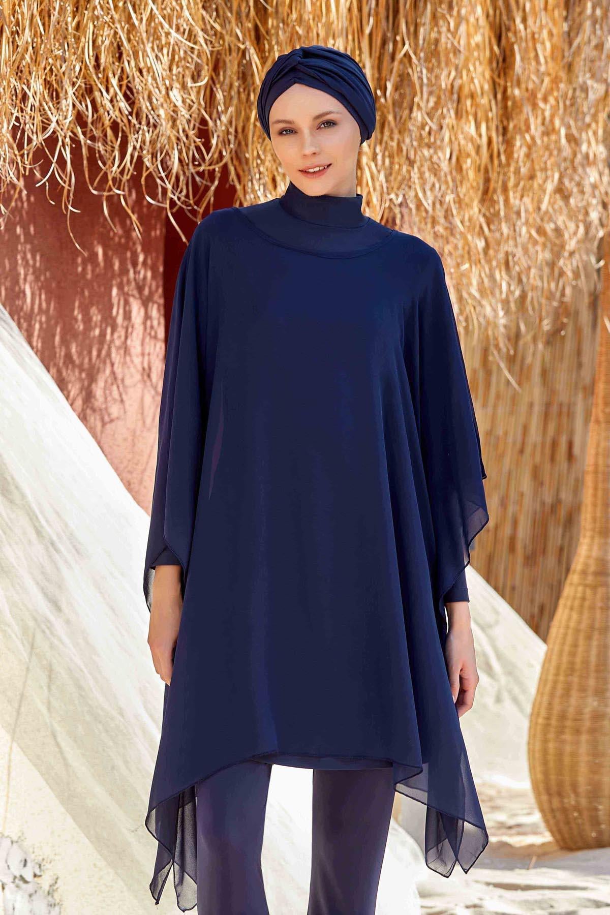 Remsa Mayo Üzerine Tek Pareo Kaftan Sandro 6038 Koyu Lacivert